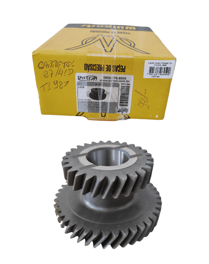 Carretel Reduzida CX Transferencia Ty Bandeirantes 92 em diante 27-41 dentes - patral 8085 - foto produto Engrenagem Caixa Transf Dupla TY Bandeirantes 92> C/Furo 42MM - 27/41D - Patral 8085