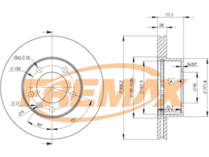 Disco de Freio Renault Master 2.8 2000 2.5 ano 2004 ate 2013 DT Ventilado FREMAX BD6848 foto 2