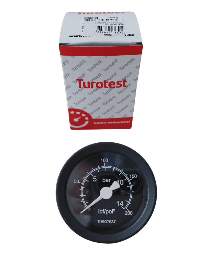 Manometro Pressão Ar 0-14 Bar 52mm - Turotest 300509 - foto produto Manometro Pressao Ar 0 14 Bar 52mm Turotest 300509 foto produto
