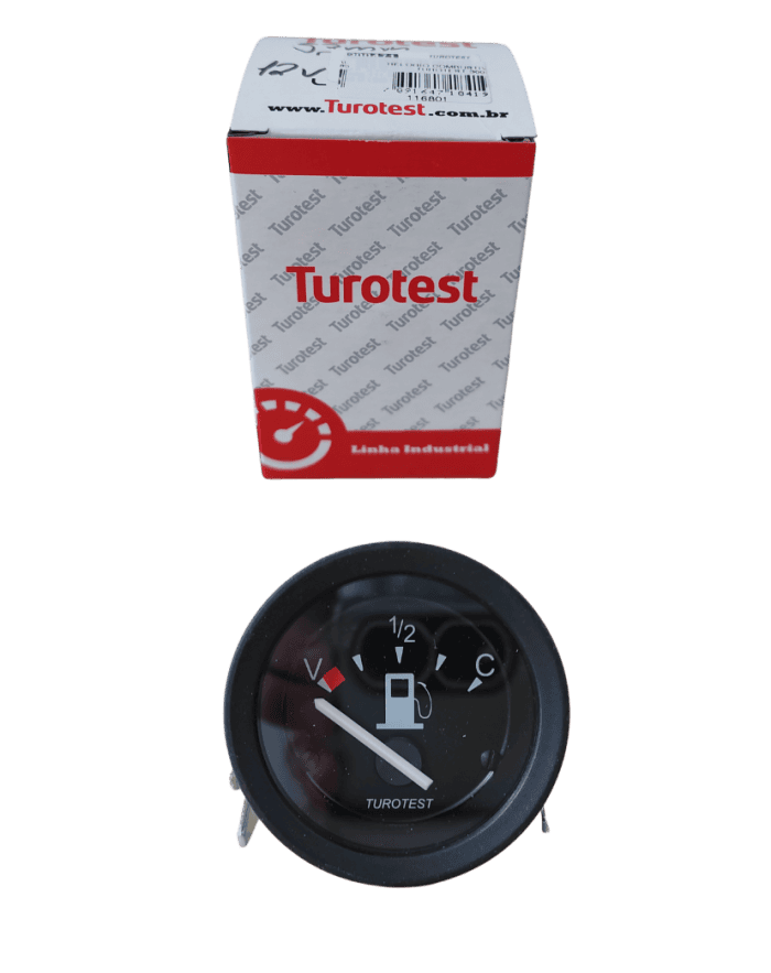 Relogio Combustivel Eletrico Universal 12V 52mm - Turotest 300471 - foto produto Relógio Combustível Elétrico Universal - 12v 52mm - Turotest 300471