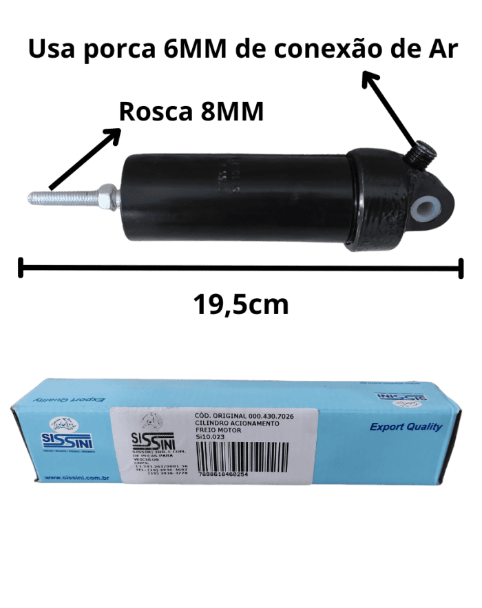 Cilindro Acionamento Freio Motor MB 914-ATEGO-1725-2426-2726-AXOR-1933-8MM- Sissini SI-10023 - foto produto Cilindro Acionamento Freio Motor MB 914 ATEGO 1725 2426 2726 AXOR 1933 8MM Sissini SI 10023 foto produto