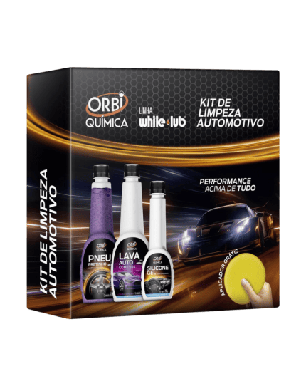 Kit Limpeza Automotiva - Shampoo, Pretinho, Gel + Aplicador