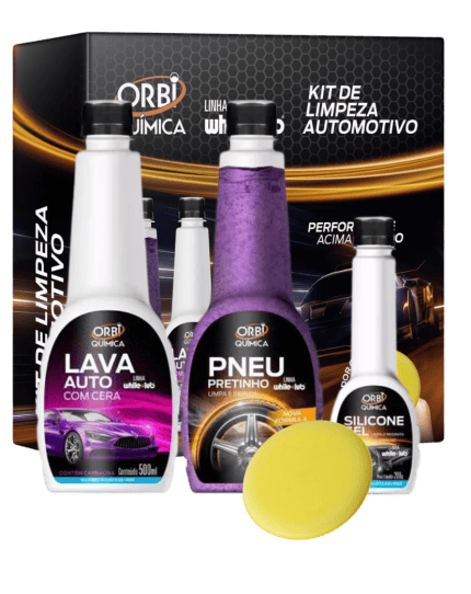 Kit Limpeza Automotiva - Shampoo, Pretinho, Gel + Aplicador
