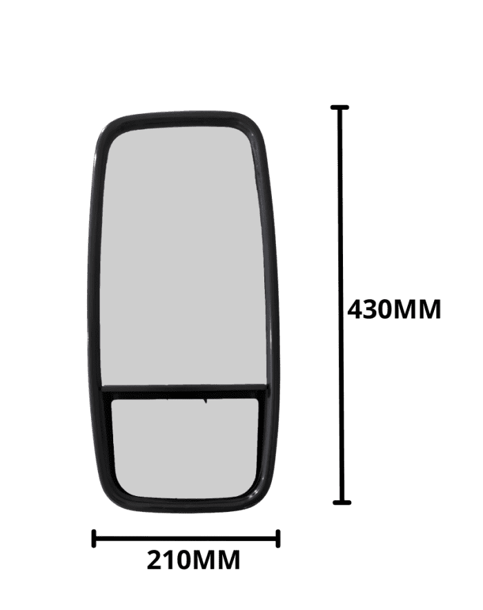 Espelho Retrovisor MB 712C 914C 1620 TDS HPN 00 LD PLANO 19MM Com BIFOCAL CONVEXO 210X430MM Bepo M 026F foto produto