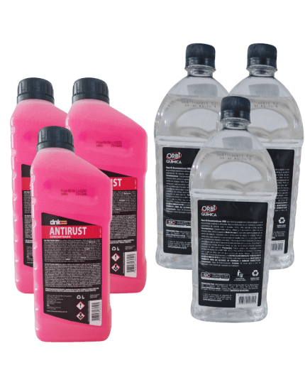 Kit 4 Aditivos Para Radiador DNK Antirust Concentrado + 4 Águas Desmineralizada Orbi