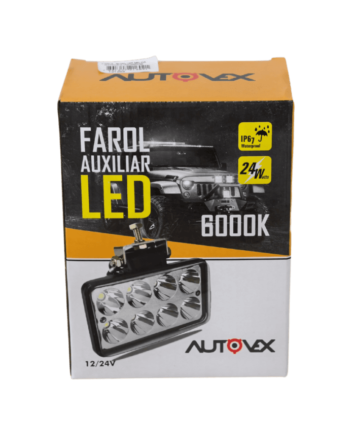 Farol Auxiliar Milha 8 LED 6000K 24W 1224V Retangular Autovex 550106 foto 2