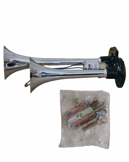 Buzina Ar 2 Cornetas Cromada 24V C/Válvula - Vetor VT-044