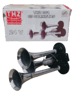 Buzina Ar 3 Cornetas Cromada 24V C/ Válvula - THZ-061