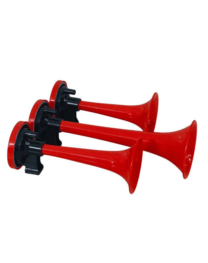 Buzina de Ar 3 Cornetas Vermelha 12V/24V S/Compressor- Gauss GB-1073