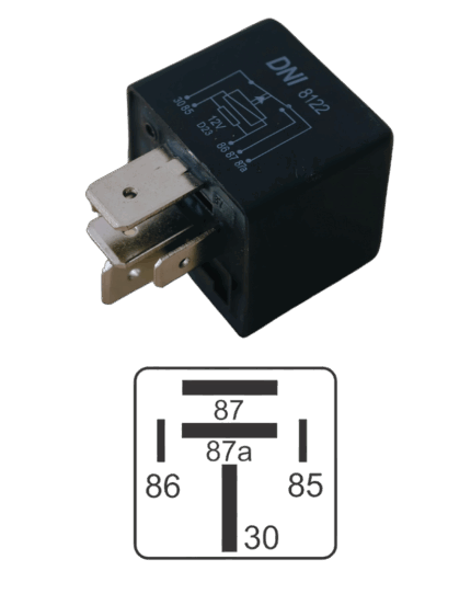 Relé Auxiliar 12V / 5T / 60A/80A C/ Suporte Universal - DNI-8122