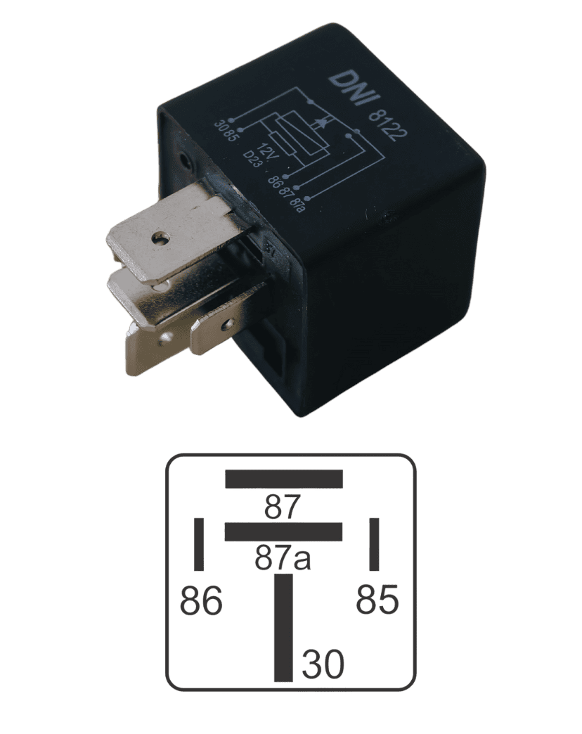 Relé Auxiliar 12V / 5T / 60A/80A C/ Suporte Universal - DNI-8122