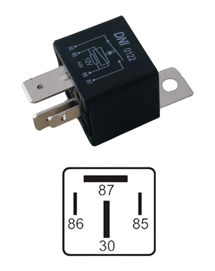 Relé Auxiliar Universal 4T C/2 Largos C/Suporte - 12V 70A / DNI 0122