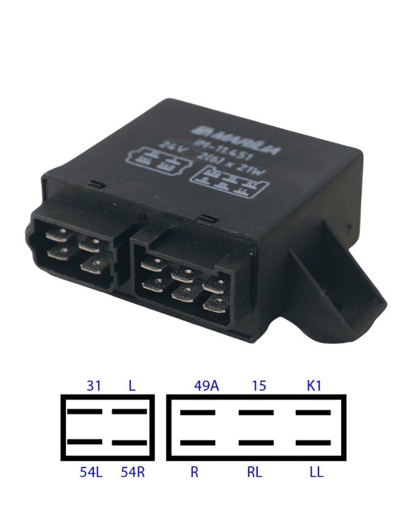 Relé de Pisca MB Todos 10 Terminais - 24V - Marilia IM-11451
