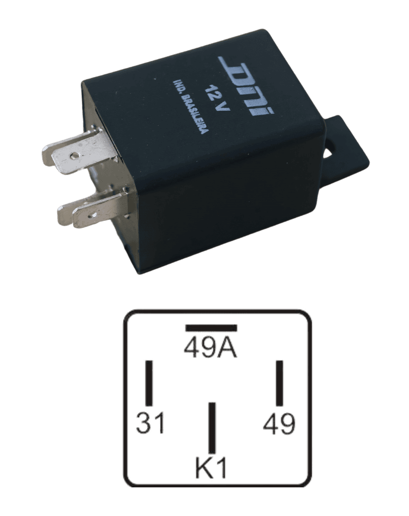 Relé do Pisca Universal 4T 12V 500W C/Suporte - DNI0412S4