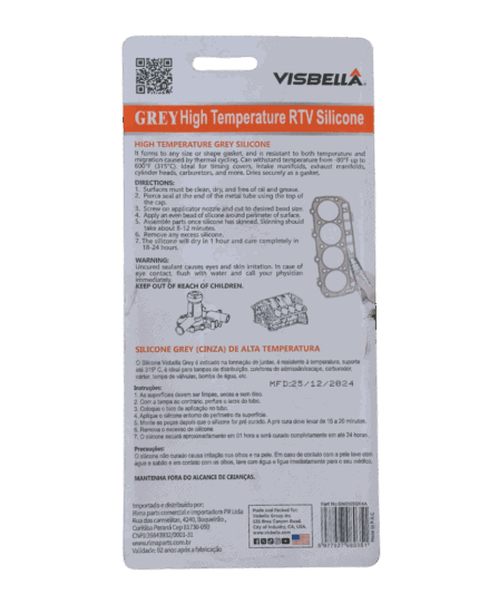 Adesivo Silicone Alta Temperatura Gray Visbella 315°C - 105GRS - imagem 2