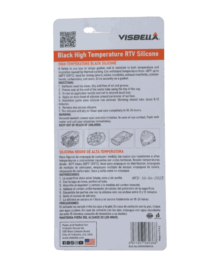 Adesivo Silicone Alta Temperatura Black Visbella 315°C - 105GRS