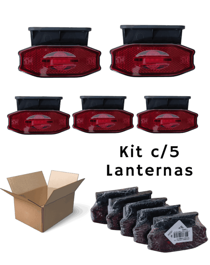 Lanterna Lateral Led Carreta/Baú Exclusiva - C/Suporte Bivolt Vermelha