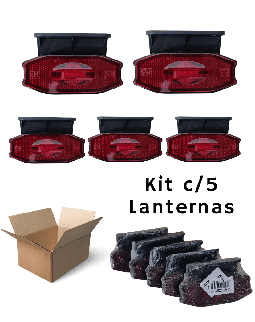 Lanterna Lateral Led Carreta/Baú Exclusiva - C/Suporte Bivolt Vermelha