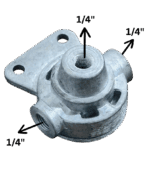 Válvula Descarga Rápida Carreta/Truck - 1/4X1/4X1/4" - Suporte Reto / Engatcar 6010