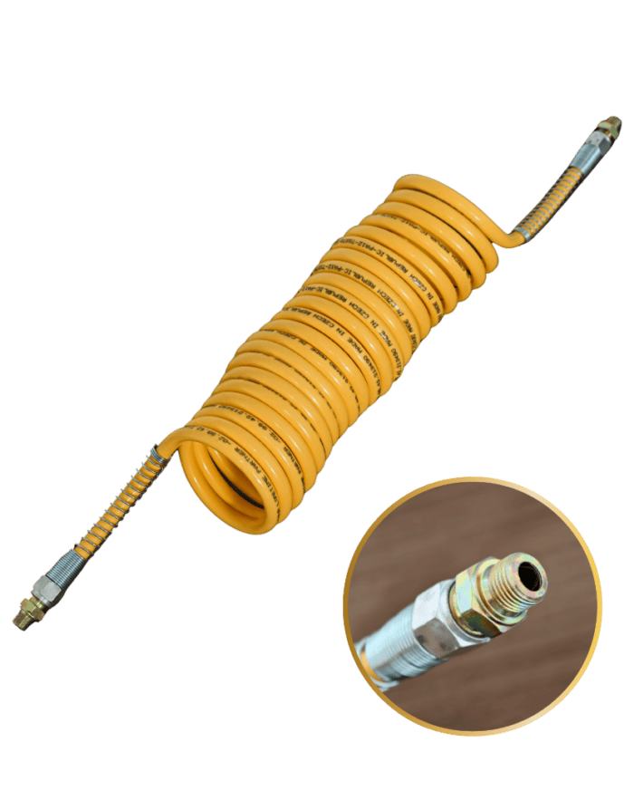 Mangueira Espiral Ligação Carreta/Cavalo Rosca 16MM - 5,50Mts / Amarela - Fratucci 766 Mangueira Espiral Ligação Carreta/Cavalo Rosca 16MM - 5,50Mts / Amarela - Fratucci 766