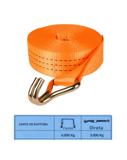 Cinta Amarração 3 a 6T 50MM 9Mts - Modelo Gancho / Robustec RCAI-2009
