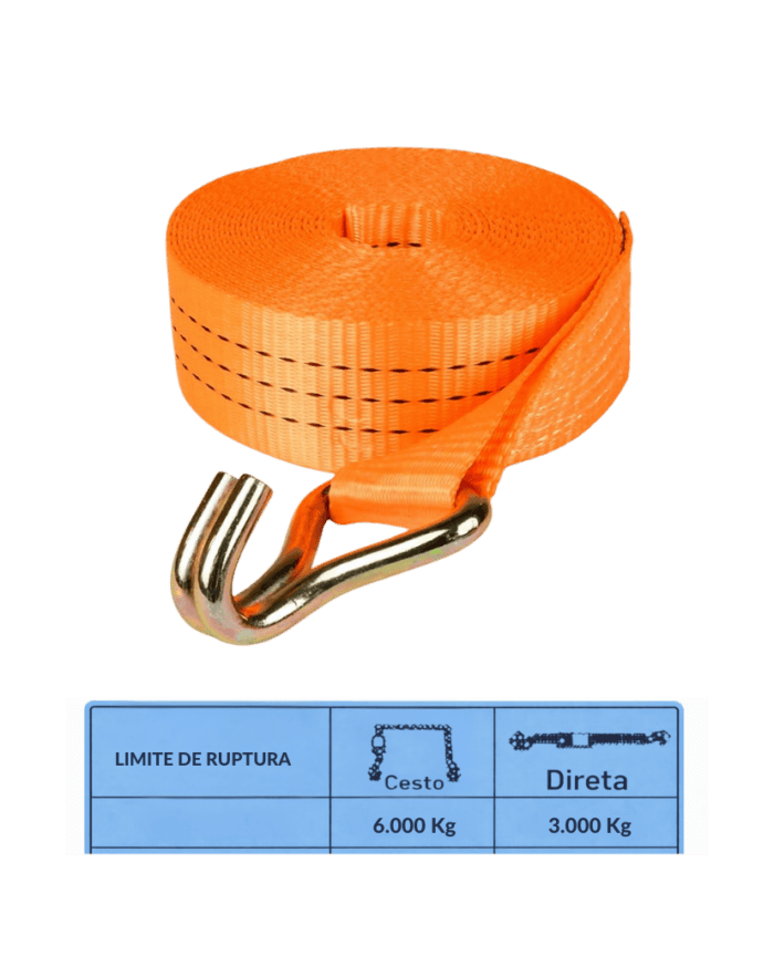 Cinta Amarração 3 a 6T 50MM 9Mts - Modelo Gancho / Robustec RCAI-2009 Cinta Amarração 3 a 6T 50MM 9Mts - Modelo Gancho / Robustec RCAI-2009